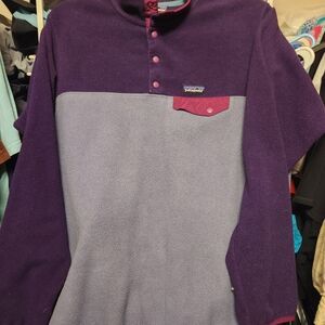 Patagonia Purple and Gray Snap-T Fleece XL
